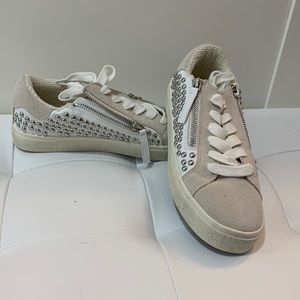 Cream/tan/white with rhinestone Steve Madden sneaker